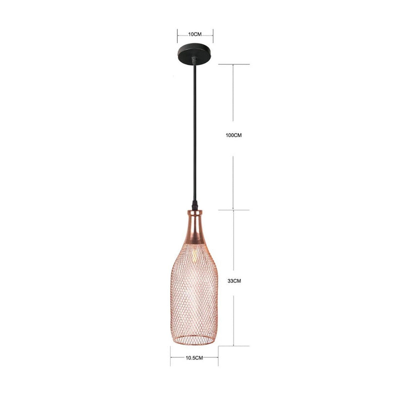 Lámpara de suspensión jaula de metal de oro rosa de diferentes formas Vintage