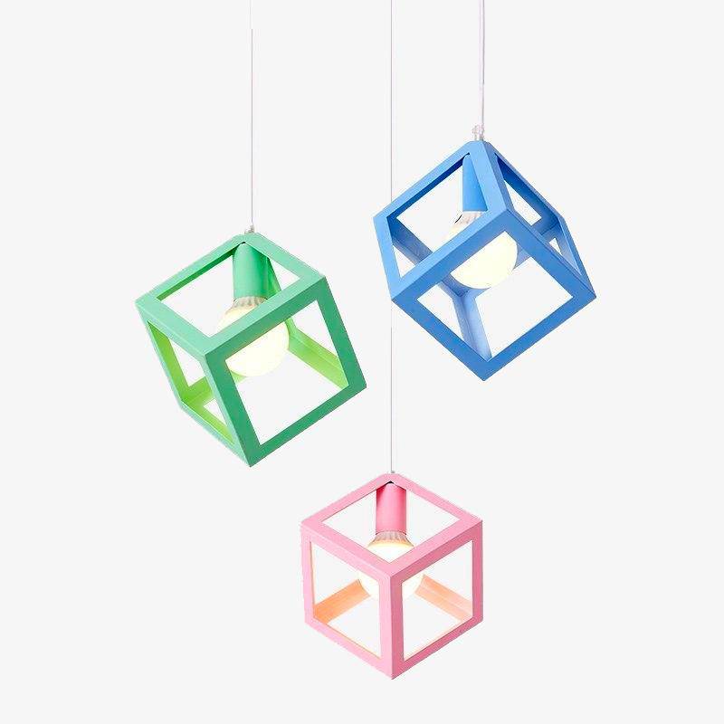 LED design pendant light cube edge in metal color