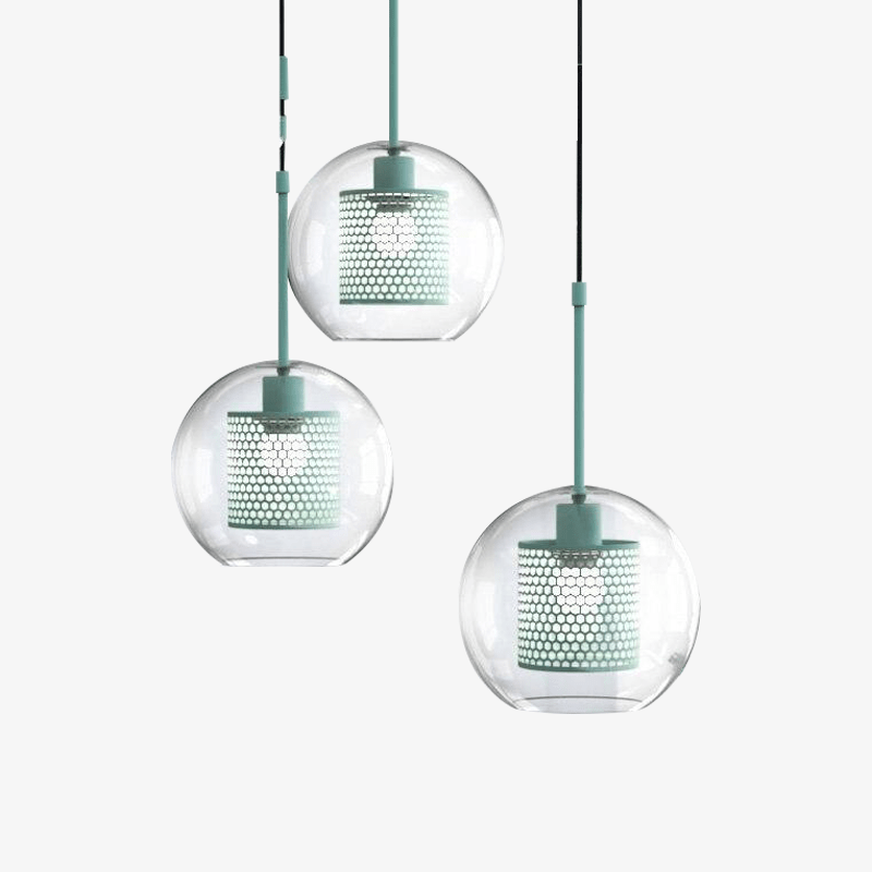 pendant light LED cage design in glass ball