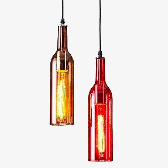 pendant light LED bottle design in colored glass