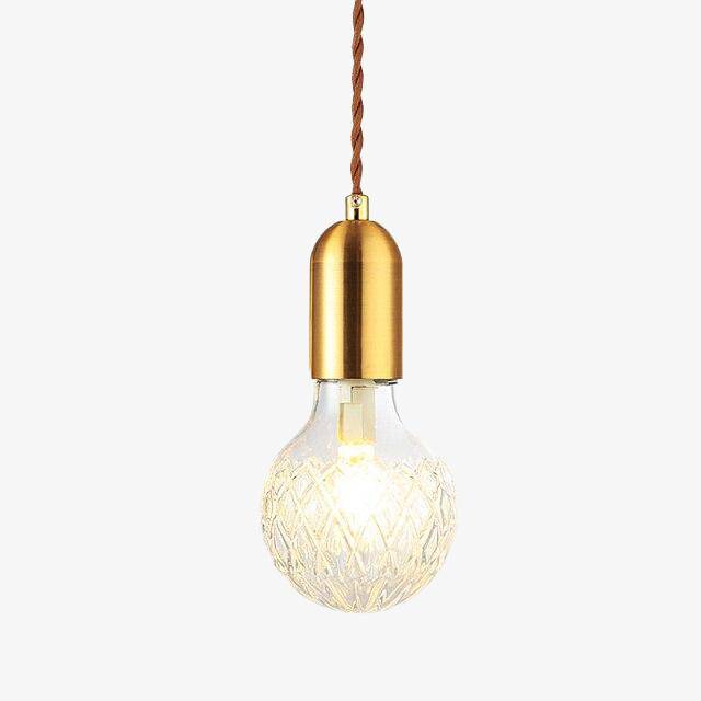 pendant light LED design in gold metal and retro crystal bulb