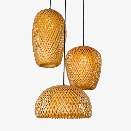 Suspension design arrondie en bambou Rattan