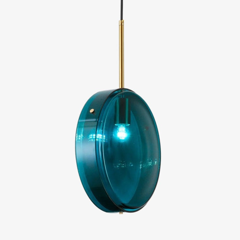 Suspension design arrondie en verre bleue Harpais