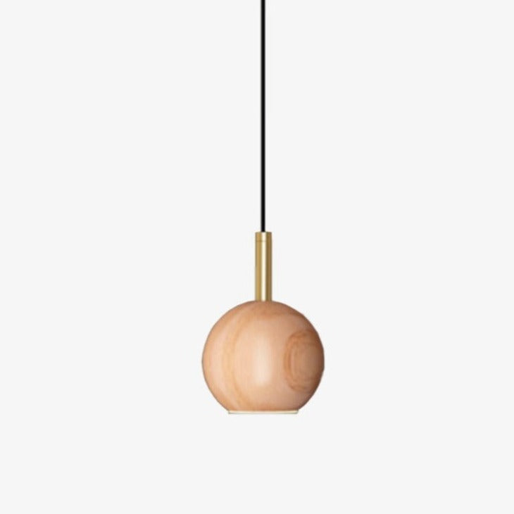 Lámpara de suspensión design con pantalla redonda de madera Ornez