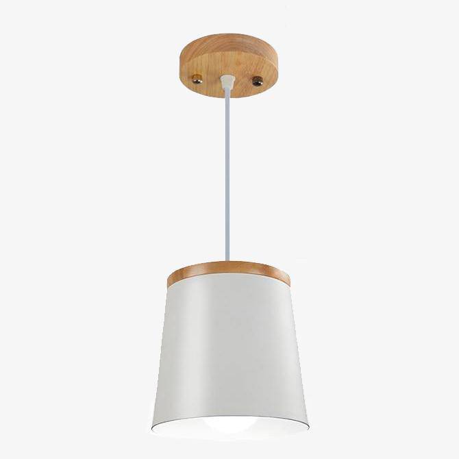 Lámpara de suspensión design madera y metal blanco Aisilan