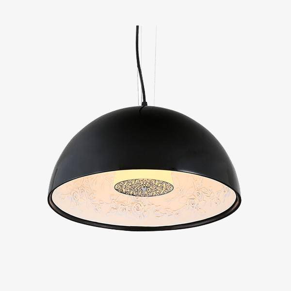 pendant light half sphere design with floral engraving inside