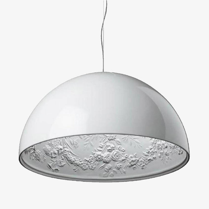 pendant light half-sphere design with flowery engravings inside 40cm