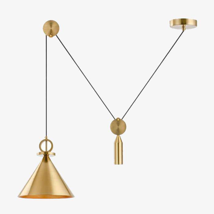 pendant light gold LED design with Pulley wire