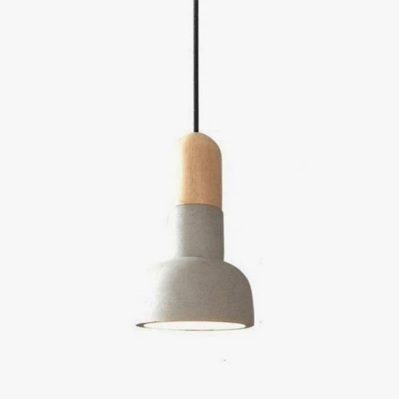 pendant light Loft wood and cement rounded LED design