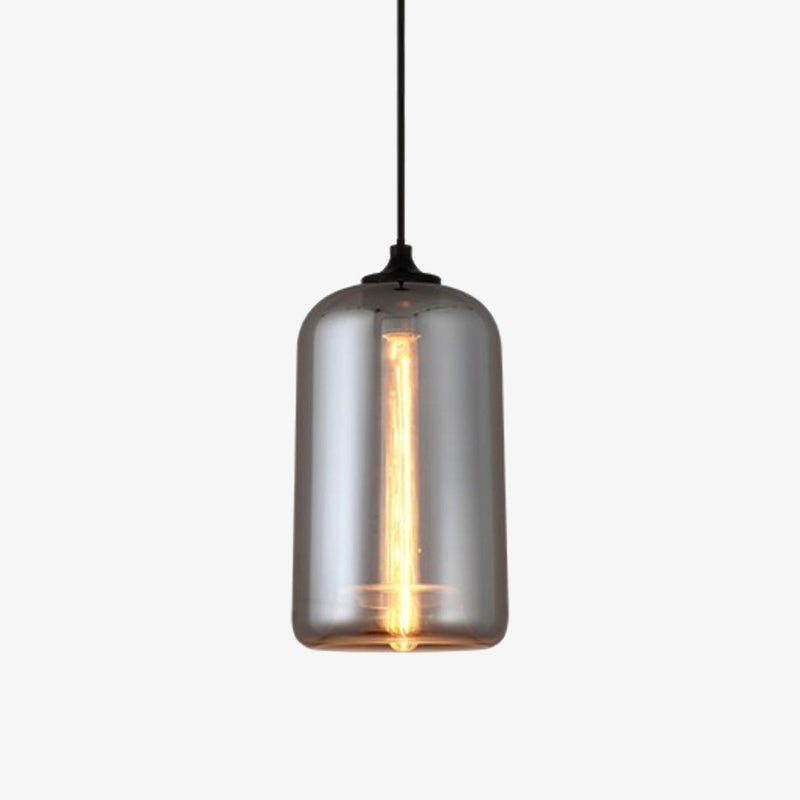 Suspension design LED aux formes arrondies en verre avec ampoule industrielle