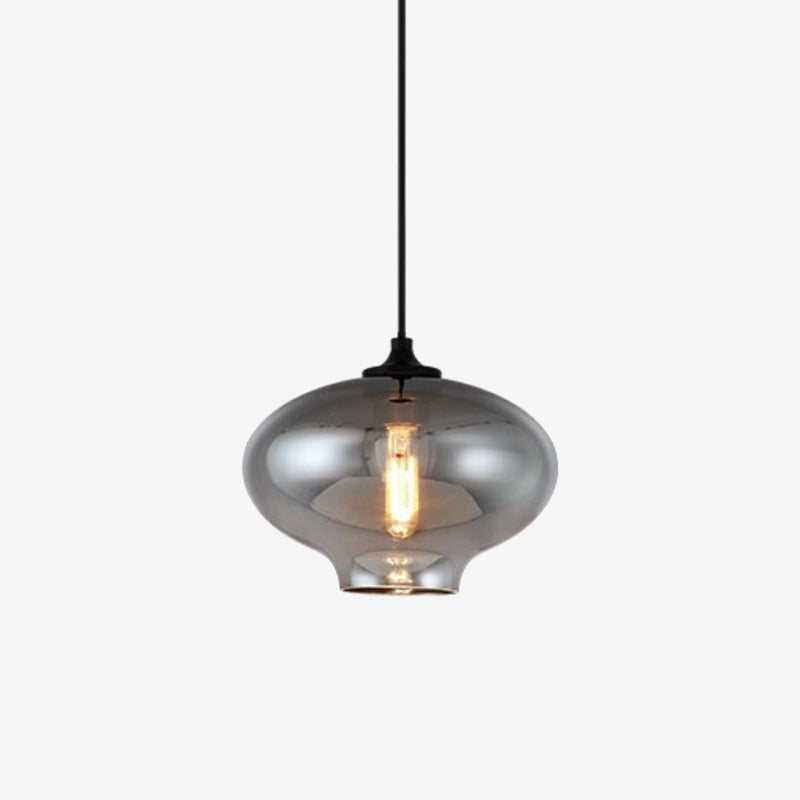 pendant light LED curved glass design with industrial bulb