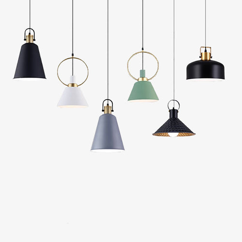 Suspension design LED avec abat-jour en métal nordique Haston