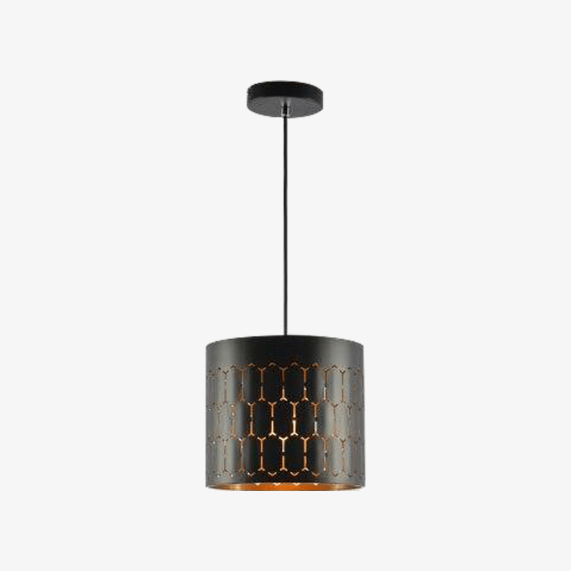 Suspension design LED avec abat-jour retro arrondi en métal