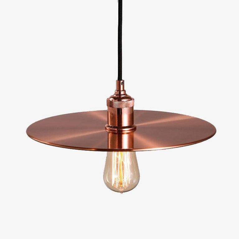 pendant light LED design with metal disc in industrial style