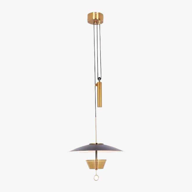 pendant light gold LED design with lampshade black hat