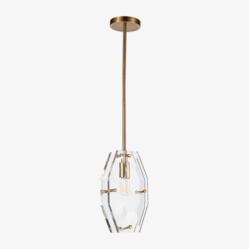 Suspension design LED dorée et plaque verre Luxury