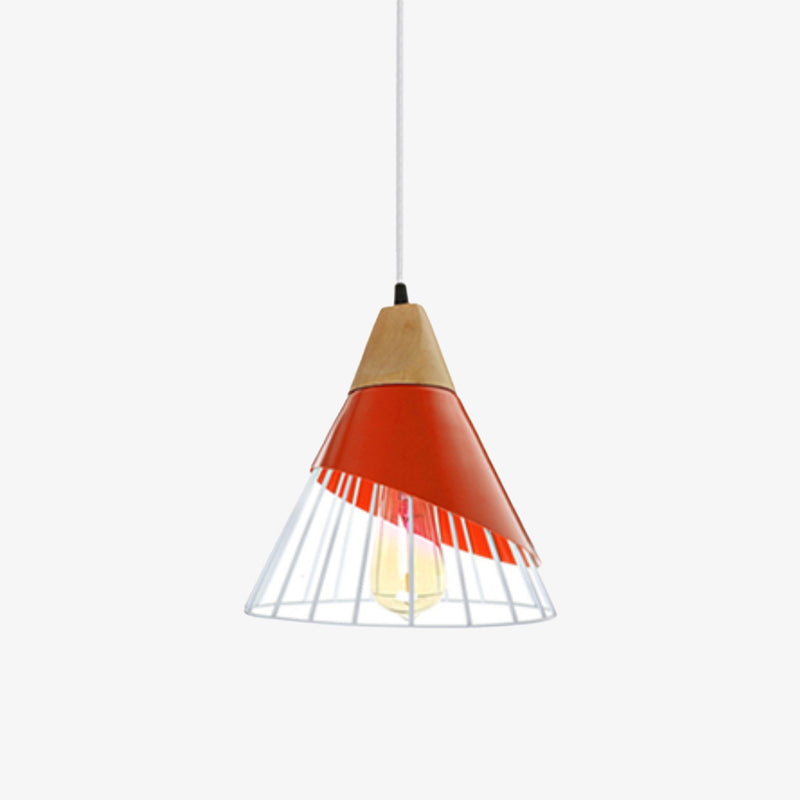 Lámpara de suspensión design Jaula de madera con LEDs y colores