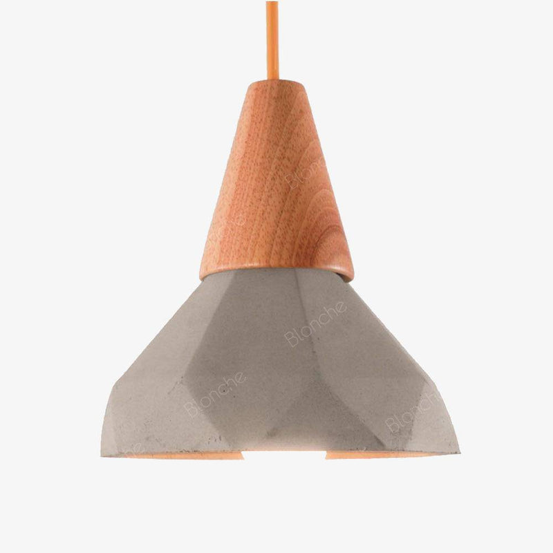 pendant light LED design in cement and wood Loft Decor style