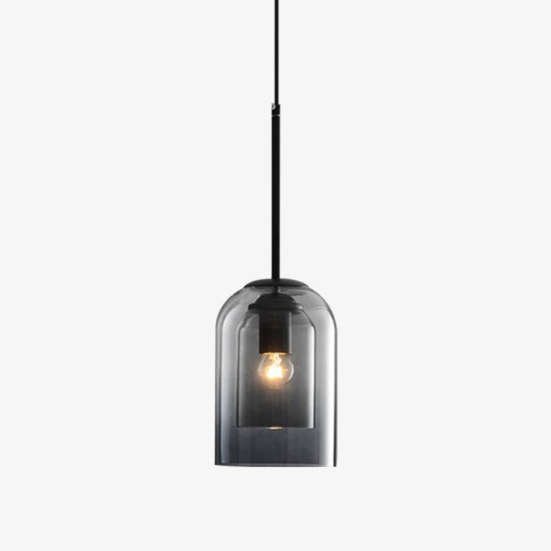 pendant light design double rounded tube smoked glass