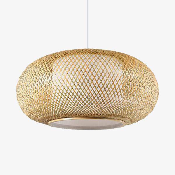 Lámpara de suspensión bambú redondo y ovalado estilo japonés Tejido