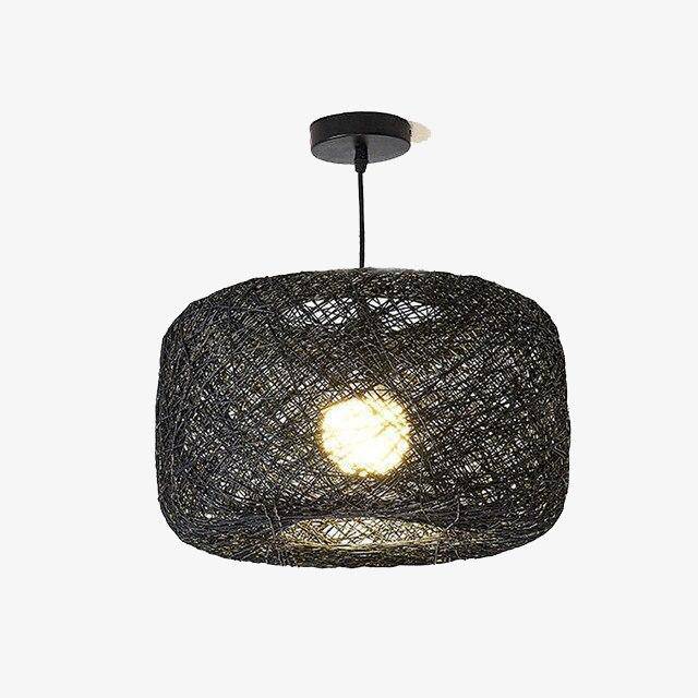 pendant light in LED rattan with lampshade colored curved