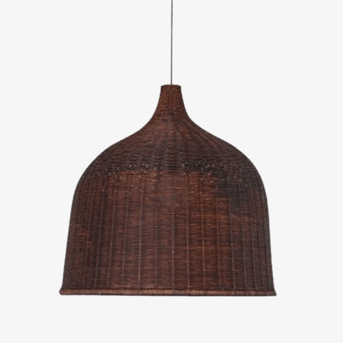 pendant light in LED rattan with lampshade in colored bell