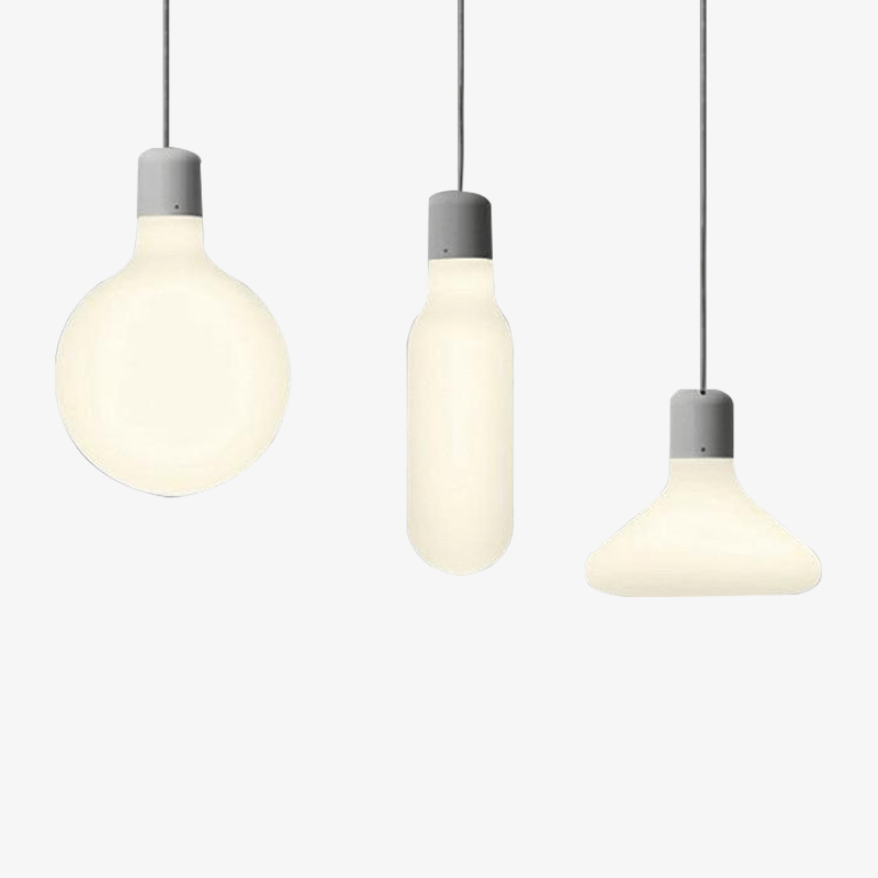 pendant light gray and glass of several forms Milk