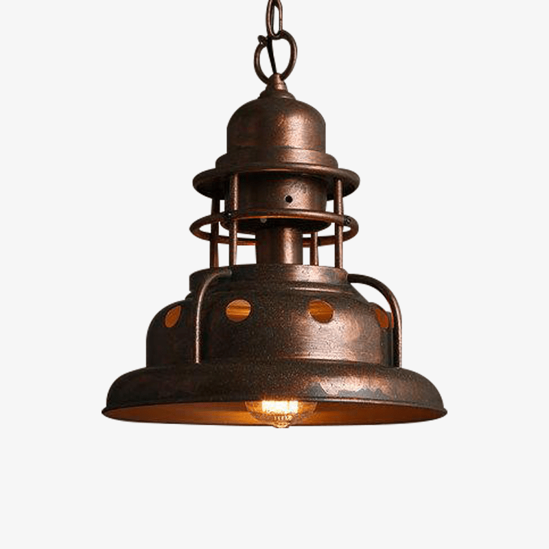 Lámpara de suspensión LED industrial con pantalla de cobre