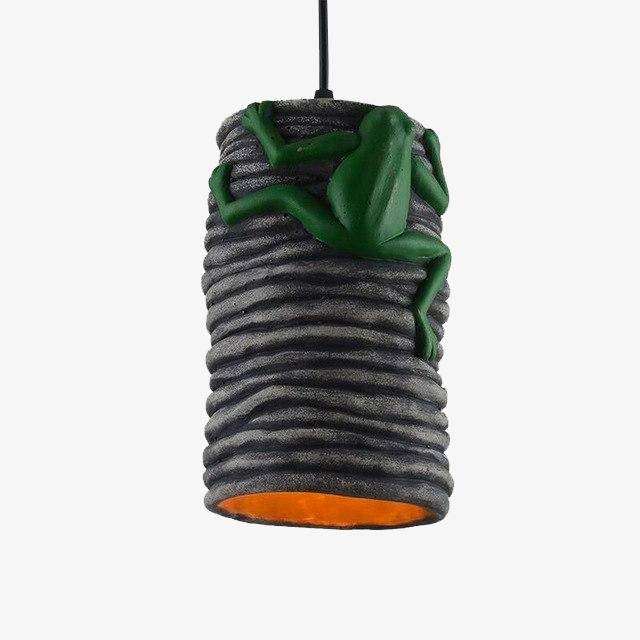 LED pendant light in cement with a frog Grenouille