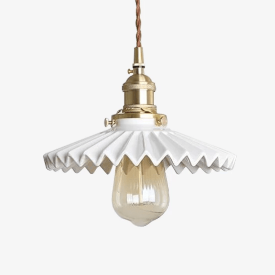 Lámpara de suspensión Espantapájaros LED de metal dorado y blanco