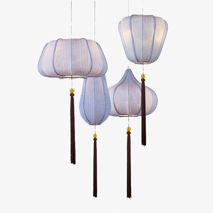 Lámpara de suspensión LED de estilo chino en tela
