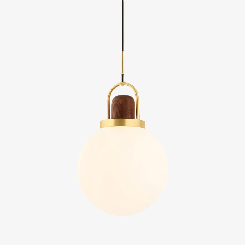 Lámpara de suspensión moderna pantalla de cristal LED y detalles de madera Ona