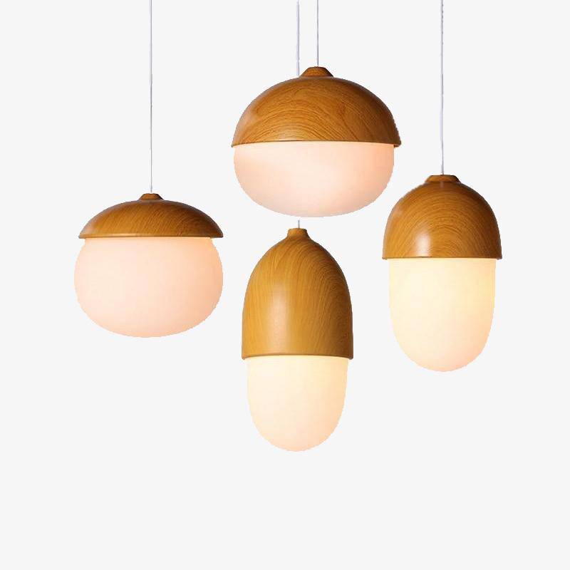 pendant light modern LED with lampshade rounded wooden Marla style