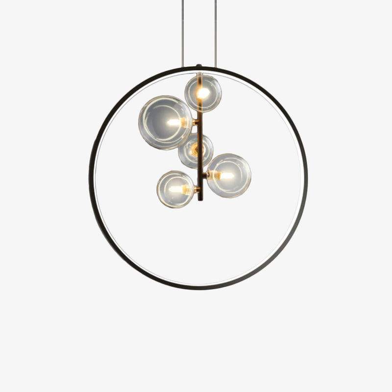 Lámpara de suspensión LED moderno con anillo y burbujas en cristal de Cala