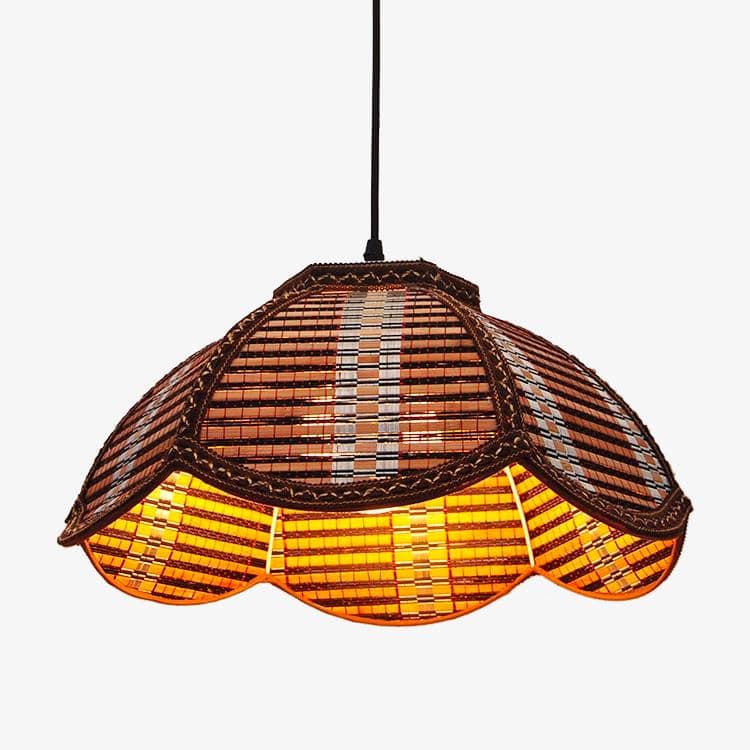 pendant light corrugated bamboo Asian