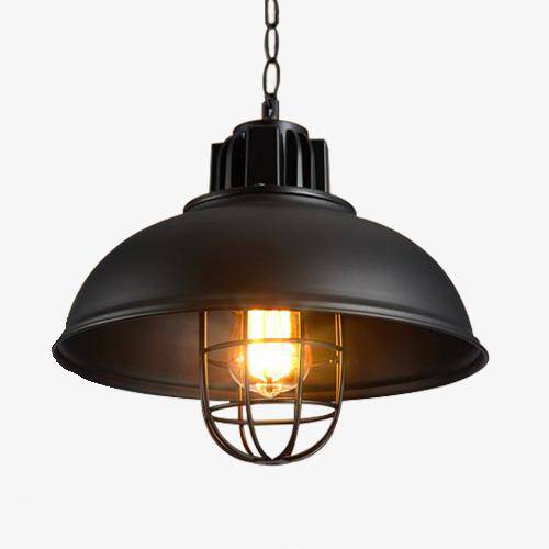 pendant light black metal cage retro industrial style