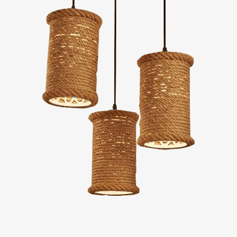 pendant light LED backlight with lampshade cylindrical rattan