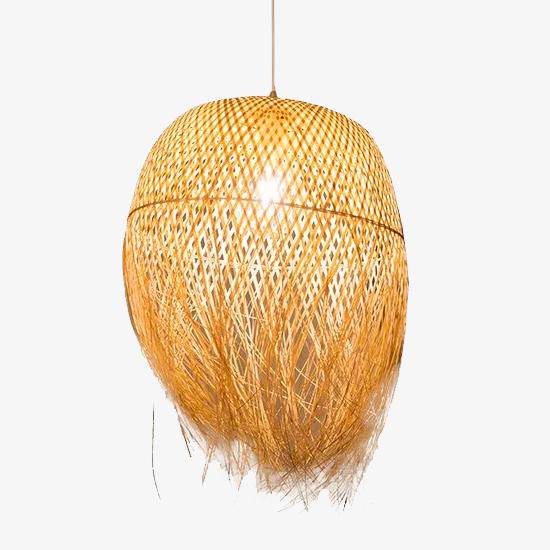 pendant light round woven bamboo Japanese