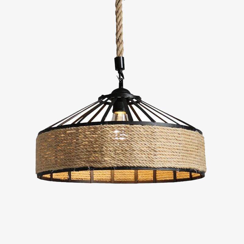 pendant light rustic LED with rattan circle Country