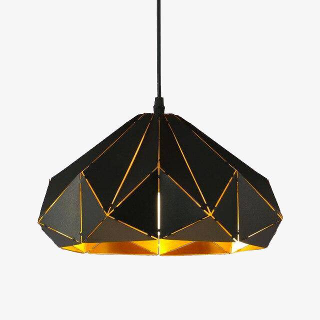 pendant light rustic black polygonal Perforation