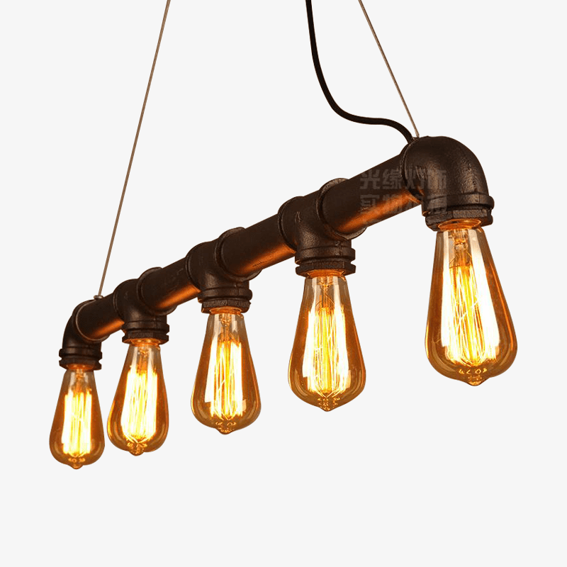 Rustic and industrial pendant light with several lamps