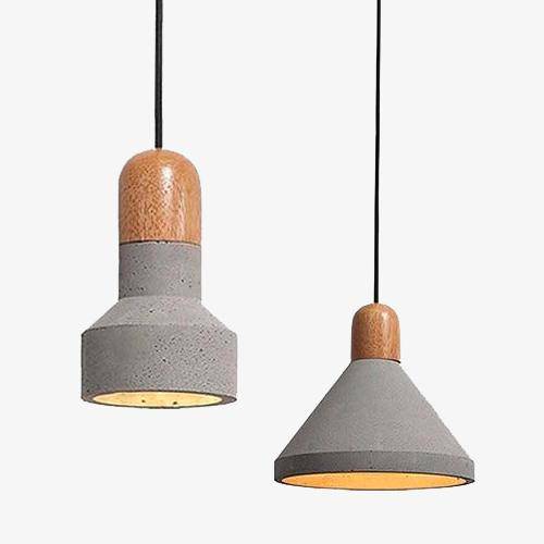 pendant light Scandinavian wood and cement Loft