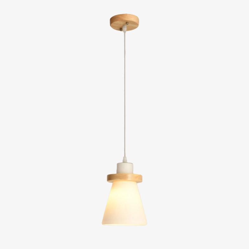 pendant light Scandinavian LED lampshade glass and wood Kaylie