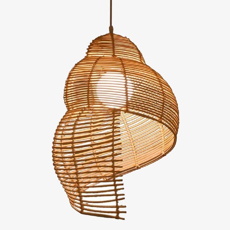 pendant light Asian wooden spiral