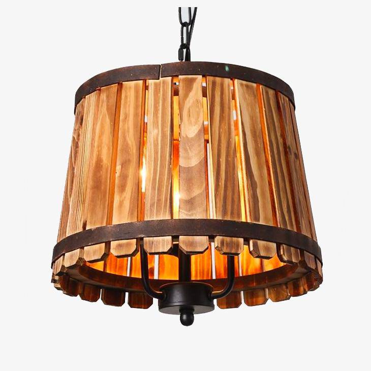 pendant light Antique wooden barrel Bucket