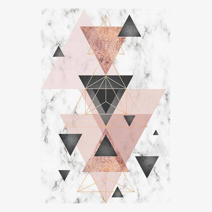 Alfombra design rectángulo geométrico con triángulos rosas Área