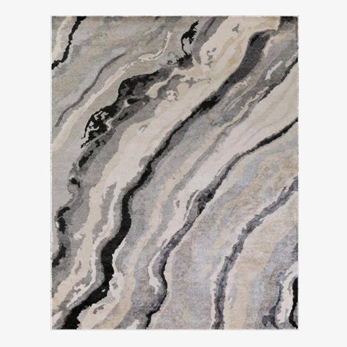 Tapis rectangle aux lignes ondulées grises