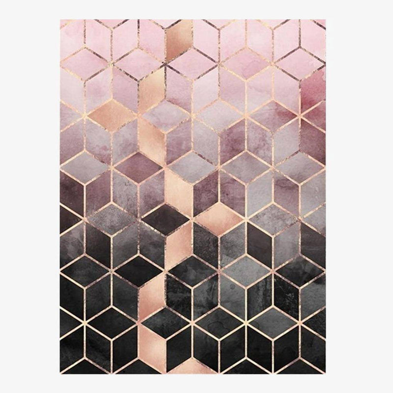 Rectangular carpet with pink geometrical rhombuses Rugs