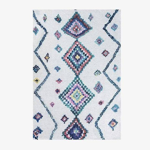 Tapis rectangle berbères blanc à motifs multicolores Sala B