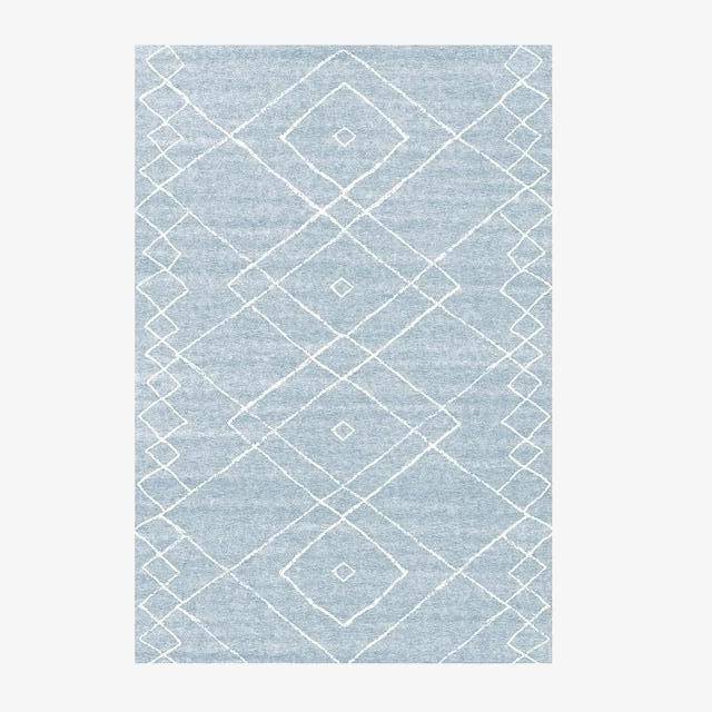 Sky blue Berber carpet with white patterns Sala